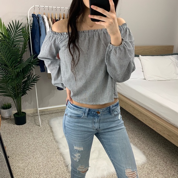 Brand Melville - Striped Off the Shoulder Top - Picture 4 of 6